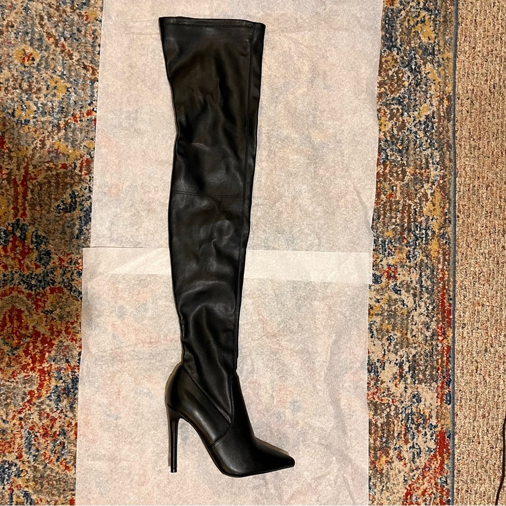 New Forever 21 black thigh high boots size 6